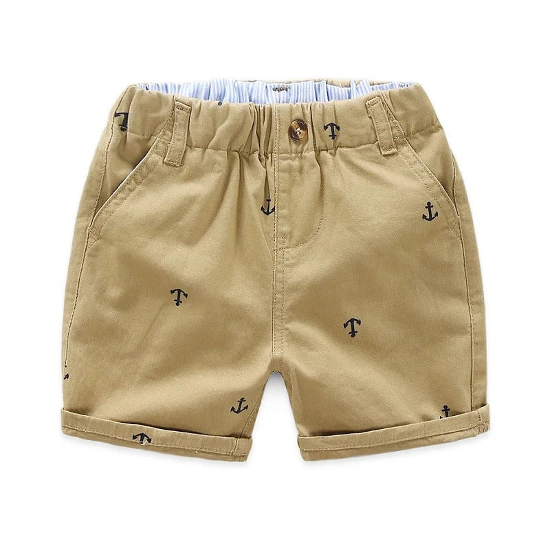 Kindershorts, Kleinkind-Shorts, Kindershorts 2–9 Jahre, Sommer-Baumwollshorts mit Anker-Motiv, Strandshorts für Jungen, Freizeit-Caprihosen, Babykleidung