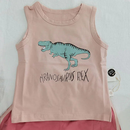 Sommer-Baby-Set: Weste, T-Shirt und Shorts für Kleinkinder, 2-teiliges Baby-Set mit Dinosaurier-Motiv, Jungenkleidung