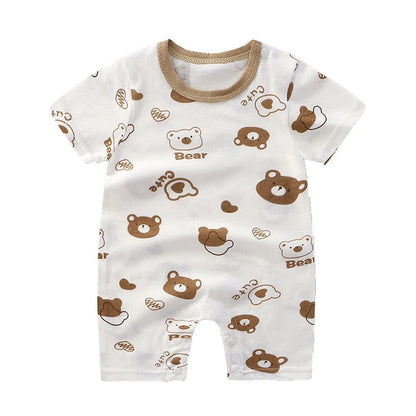 Neue Sommer-Babykleidung für Neugeborene – Jungen und Mädchen – Kurzarm – Cartoon-Motive – Offene Sektion – Kletterkleidung – Baby-Strampler