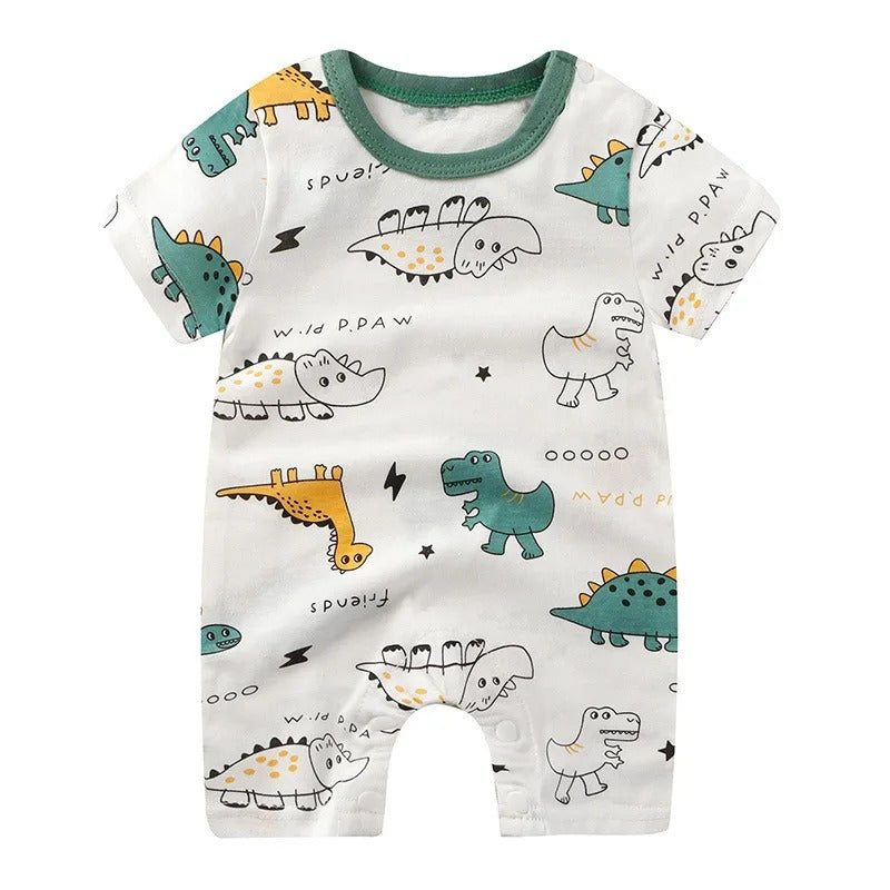 Neue Sommer-Babykleidung für Neugeborene – Jungen und Mädchen – Kurzarm – Cartoon-Motive – Offene Sektion – Kletterkleidung – Baby-Strampler