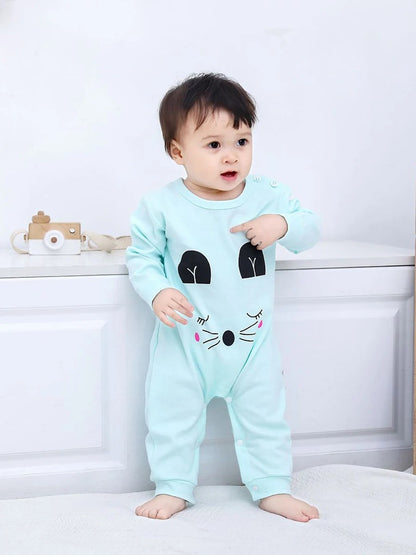 Baby-Strampler – Weicher Baumwoll-Strampler für Jungen, süßer Strampler für Mädchen mit Cartoon-Motiv, 0–18 Monate, Baby-Strampler, Babykleidung, Babybedarf