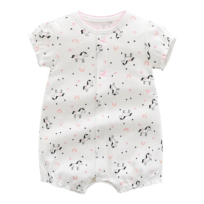 2 Stück/Set Marken-Sommerkleidung für Baby-Mädchen, Baumwoll-Strampler, Babykleidung, kurzärmelig, Kleidung für Baby-Jungen, 0–24 Monate, Baby-Strampler