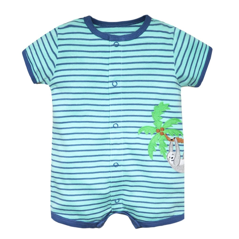 2 Stück/Set Marken-Sommerkleidung für Baby-Mädchen, Baumwoll-Strampler, Babykleidung, kurzärmelig, Kleidung für Baby-Jungen, 0–24 Monate, Baby-Strampler
